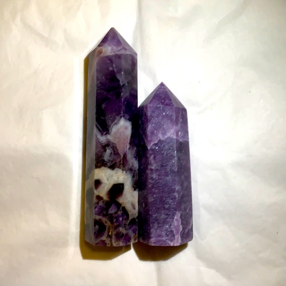 Amethyst Crystal Stone Pillar 2 Set - Picture 1 of 3